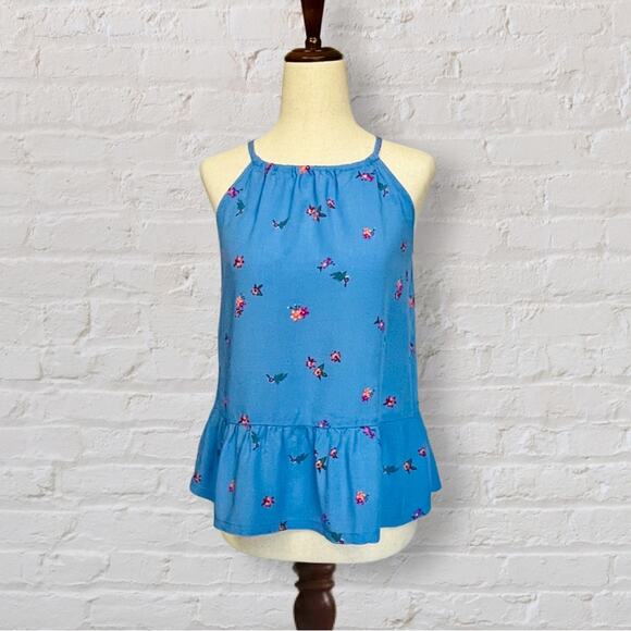 Old Navy Blue Floral Baby Doll Halter Top Women’s S / Girls XL Boho - Picture 1 of 10